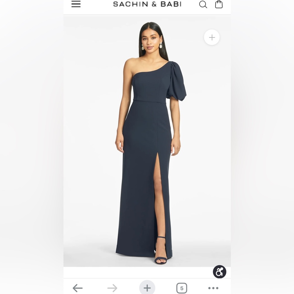 Sachem & Babi Navy one shoulder high slit dress size 14